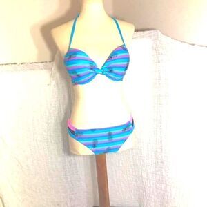Bongo Blue Pinnaple Print Bikini Size M/L